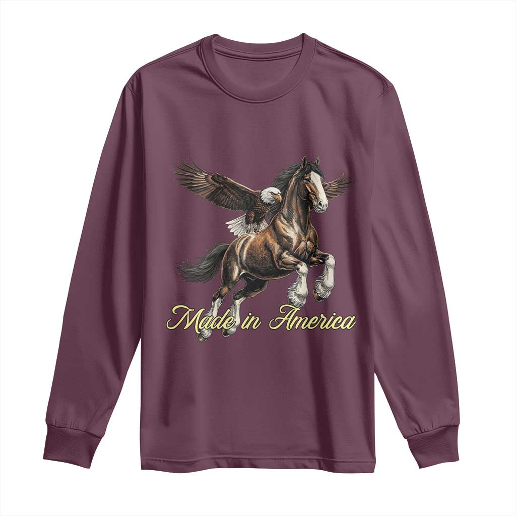 Made in America Patriotic Eagle and Horse Long Sleeve Shirt Strong American Pride Western Style