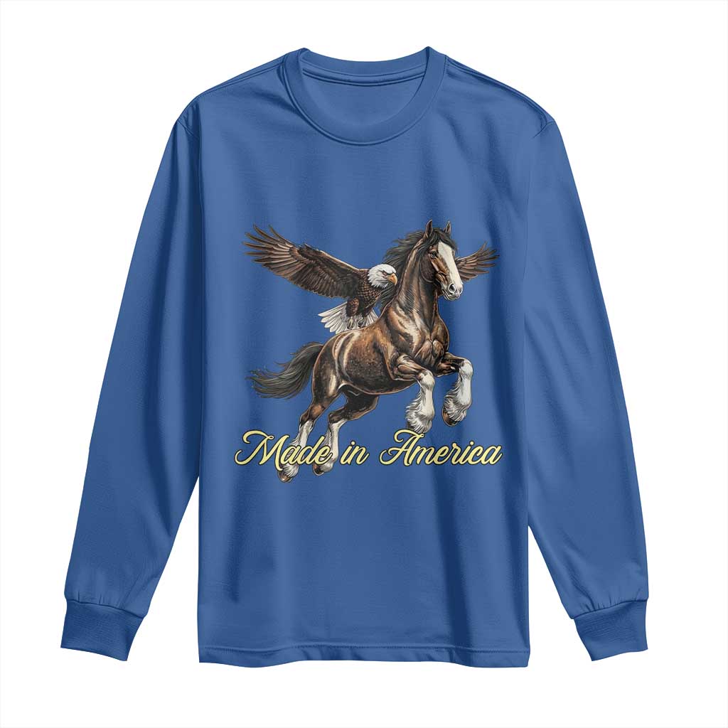 Made in America Patriotic Eagle and Horse Long Sleeve Shirt Strong American Pride Western Style
