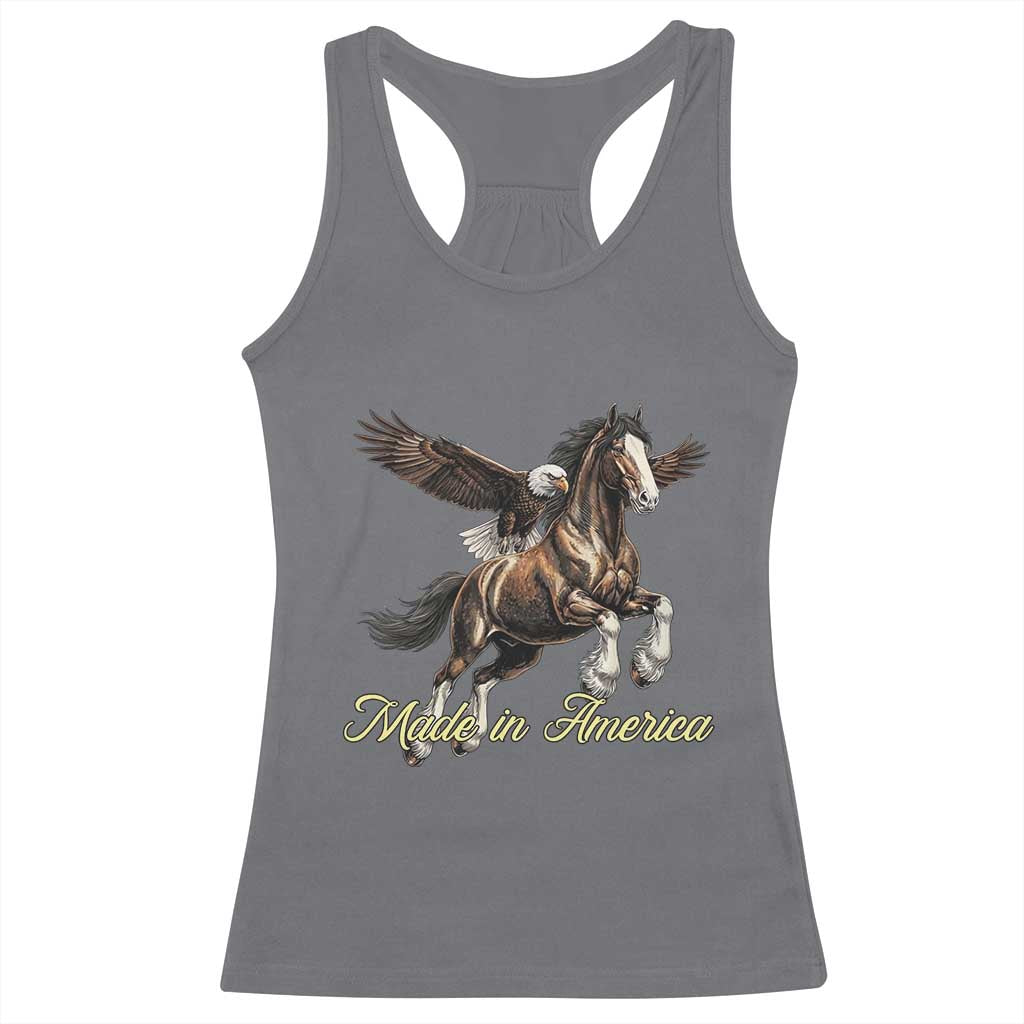 Made in America Patriotic Eagle and Horse Racerback Tank Top Strong American Pride Western Style