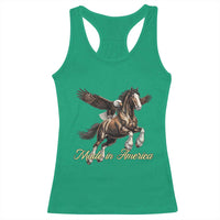 Made in America Patriotic Eagle and Horse Racerback Tank Top Strong American Pride Western Style