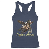 Made in America Patriotic Eagle and Horse Racerback Tank Top Strong American Pride Western Style