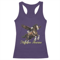 Made in America Patriotic Eagle and Horse Racerback Tank Top Strong American Pride Western Style