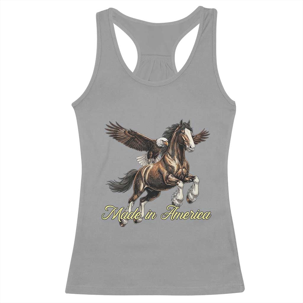 Made in America Patriotic Eagle and Horse Racerback Tank Top Strong American Pride Western Style