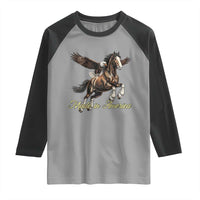 Made in America Patriotic Eagle and Horse Raglan Shirt Strong American Pride Western Style