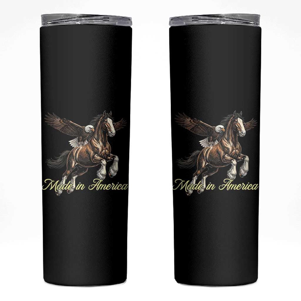 Made in America Patriotic Eagle and Horse Skinny Tumbler Strong American Pride Western Style