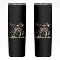 Made in America Patriotic Eagle and Horse Skinny Tumbler Strong American Pride Western Style