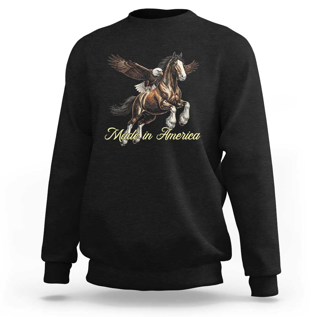 Made in America Patriotic Eagle and Horse Sweatshirt Strong American Pride Western Style
