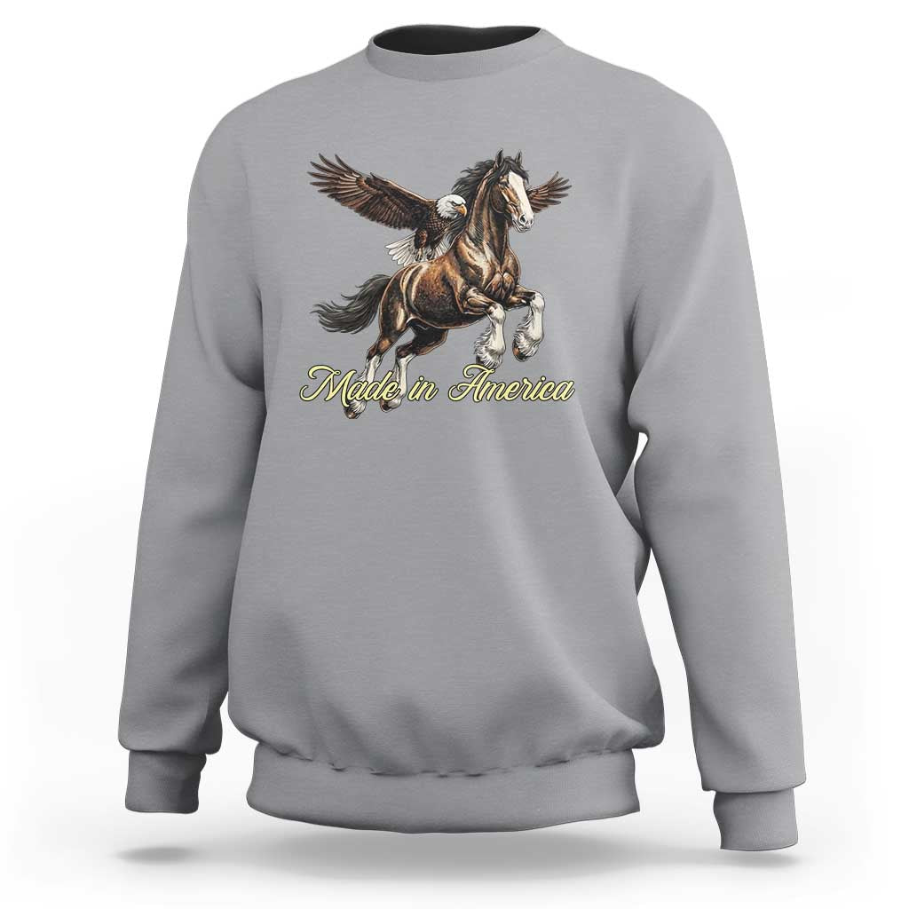Made in America Patriotic Eagle and Horse Sweatshirt Strong American Pride Western Style