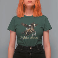 Made in America Patriotic Eagle and Horse T Shirt For Women Strong American Pride Western Style