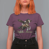 Made in America Patriotic Eagle and Horse T Shirt For Women Strong American Pride Western Style