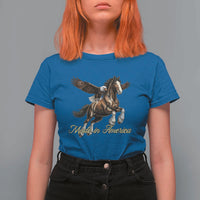 Made in America Patriotic Eagle and Horse T Shirt For Women Strong American Pride Western Style