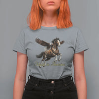 Made in America Patriotic Eagle and Horse T Shirt For Women Strong American Pride Western Style