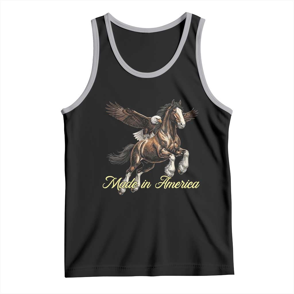 Made in America Patriotic Eagle and Horse Tank Top Strong American Pride Western Style