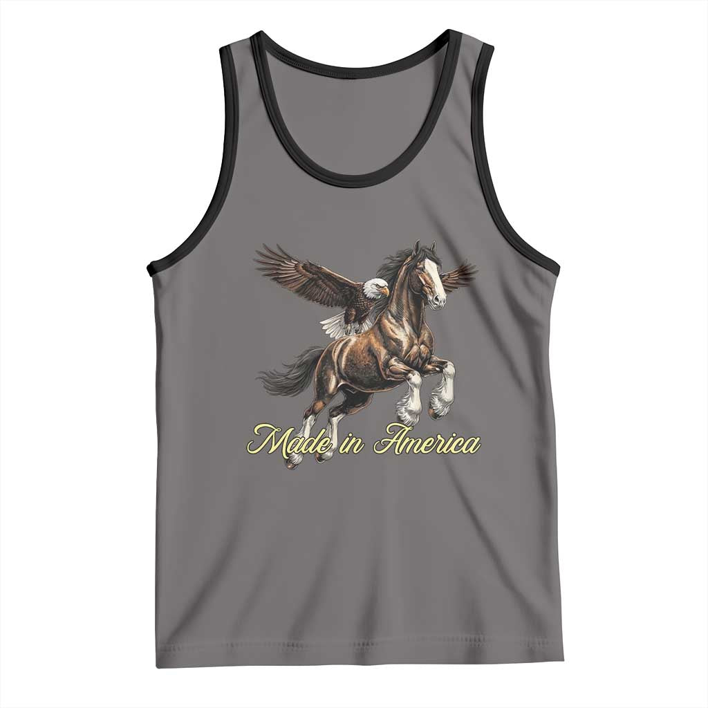 Made in America Patriotic Eagle and Horse Tank Top Strong American Pride Western Style