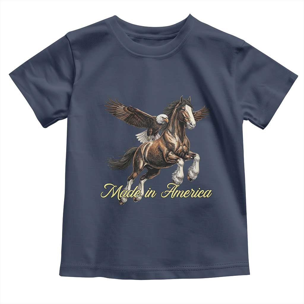 Made in America Patriotic Eagle and Horse Toddler T Shirt Strong American Pride Western Style