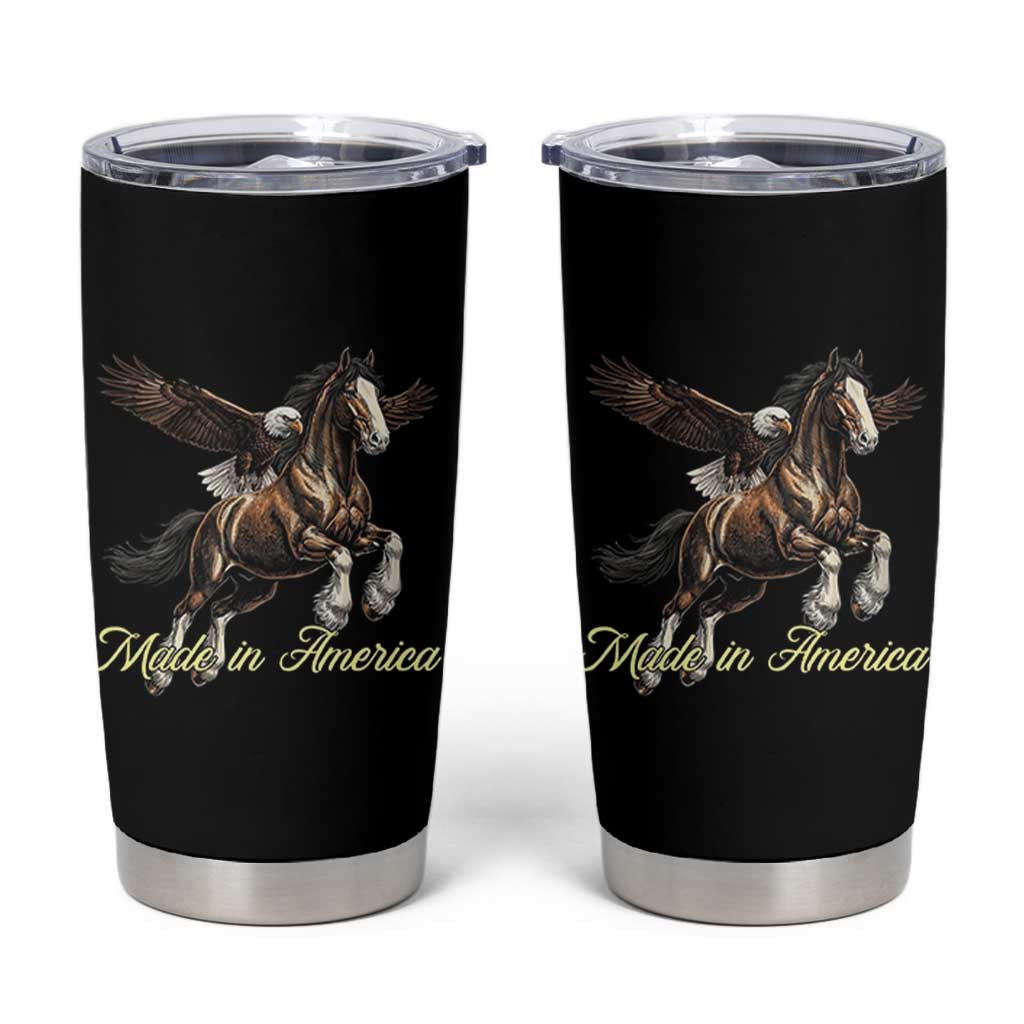 Made in America Patriotic Eagle and Horse Tumbler Cup Strong American Pride Western Style