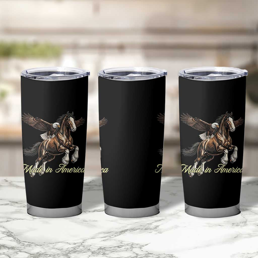 Made in America Patriotic Eagle and Horse Tumbler Cup Strong American Pride Western Style