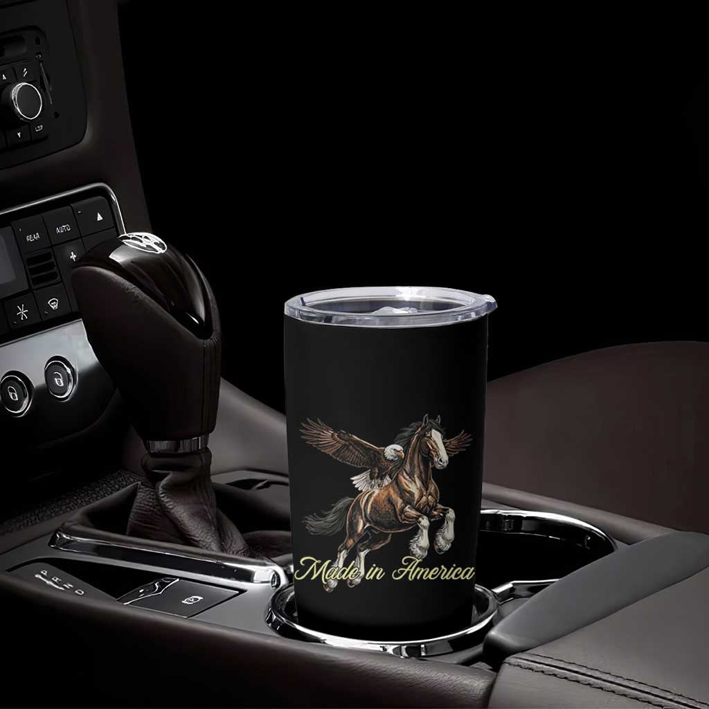 Made in America Patriotic Eagle and Horse Tumbler Cup Strong American Pride Western Style