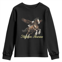 Made in America Patriotic Eagle and Horse Youth Sweatshirt Strong American Pride Western Style