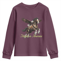 Made in America Patriotic Eagle and Horse Youth Sweatshirt Strong American Pride Western Style