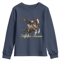 Made in America Patriotic Eagle and Horse Youth Sweatshirt Strong American Pride Western Style