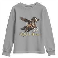 Made in America Patriotic Eagle and Horse Youth Sweatshirt Strong American Pride Western Style