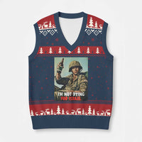 I’m Not Dying For Israel America First Veteran V-Neck Knit Sweater Vest Anti Foreign War Military Statement