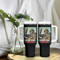 I’m Not Dying For Israel America First Veteran Tumbler With Handle Anti Foreign War Military Statement
