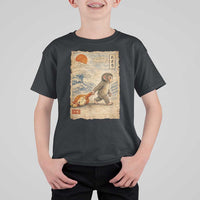 Baby Punch the Monkey Japanese Style Graphic T Shirt For Kid Dragging Plush Toy Vintage Art Gift