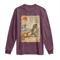 Baby Punch the Monkey Japanese Style Graphic Long Sleeve Shirt Dragging Plush Toy Vintage Art Gift