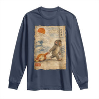 Baby Punch the Monkey Japanese Style Graphic Long Sleeve Shirt Dragging Plush Toy Vintage Art Gift