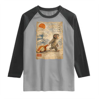 Baby Punch the Monkey Japanese Style Graphic Raglan Shirt Dragging Plush Toy Vintage Art Gift