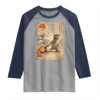 Baby Punch the Monkey Japanese Style Graphic Raglan Shirt Dragging Plush Toy Vintage Art Gift