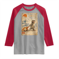 Baby Punch the Monkey Japanese Style Graphic Raglan Shirt Dragging Plush Toy Vintage Art Gift
