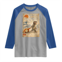 Baby Punch the Monkey Japanese Style Graphic Raglan Shirt Dragging Plush Toy Vintage Art Gift