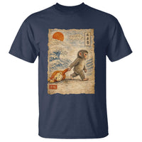 Baby Punch the Monkey Japanese Style Graphic T Shirt Dragging Plush Toy Vintage Art Gift