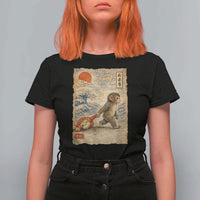 Baby Punch the Monkey Japanese Style Graphic T Shirt For Women Dragging Plush Toy Vintage Art Gift