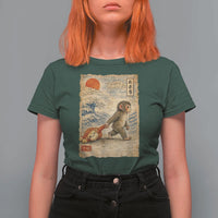 Baby Punch the Monkey Japanese Style Graphic T Shirt For Women Dragging Plush Toy Vintage Art Gift