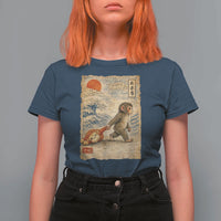 Baby Punch the Monkey Japanese Style Graphic T Shirt For Women Dragging Plush Toy Vintage Art Gift