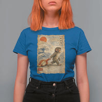 Baby Punch the Monkey Japanese Style Graphic T Shirt For Women Dragging Plush Toy Vintage Art Gift