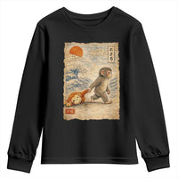Baby Punch the Monkey Japanese Style Graphic Youth Sweatshirt Dragging Plush Toy Vintage Art Gift