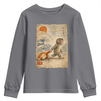 Baby Punch the Monkey Japanese Style Graphic Youth Sweatshirt Dragging Plush Toy Vintage Art Gift