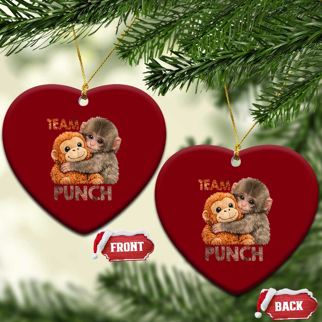 Team Punch Viral Baby Monkey Ceramic Ornament Cute Monkey Hugging Plush Toy Internet Trend Gift