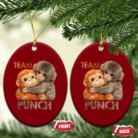 Team Punch Viral Baby Monkey Ceramic Ornament Cute Monkey Hugging Plush Toy Internet Trend Gift