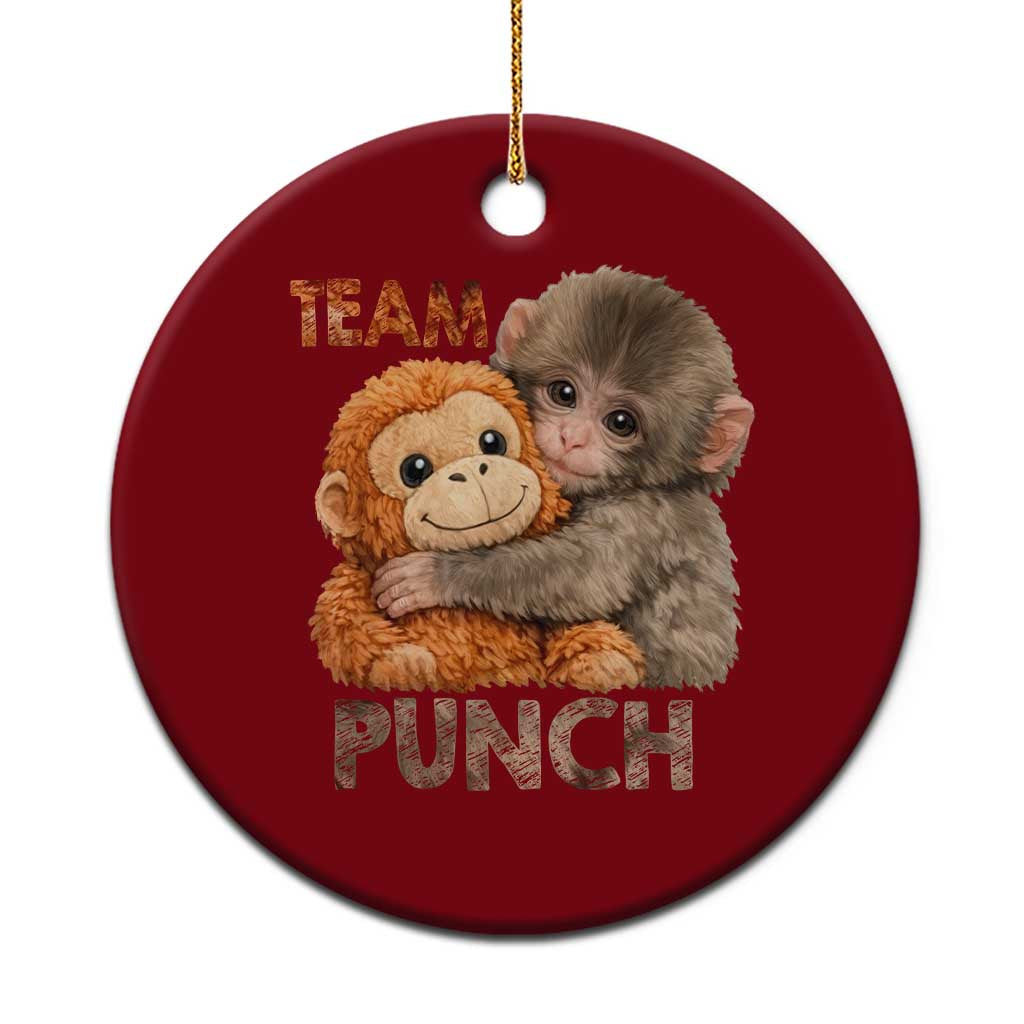 Team Punch Viral Baby Monkey Ceramic Ornament Cute Monkey Hugging Plush Toy Internet Trend Gift