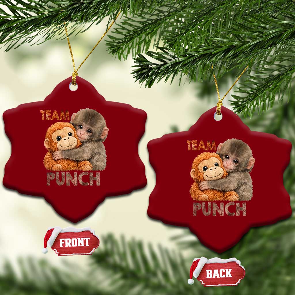 Team Punch Viral Baby Monkey Ceramic Ornament Cute Monkey Hugging Plush Toy Internet Trend Gift