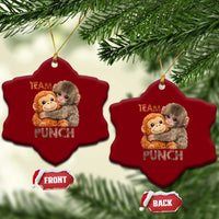 Team Punch Viral Baby Monkey Ceramic Ornament Cute Monkey Hugging Plush Toy Internet Trend Gift