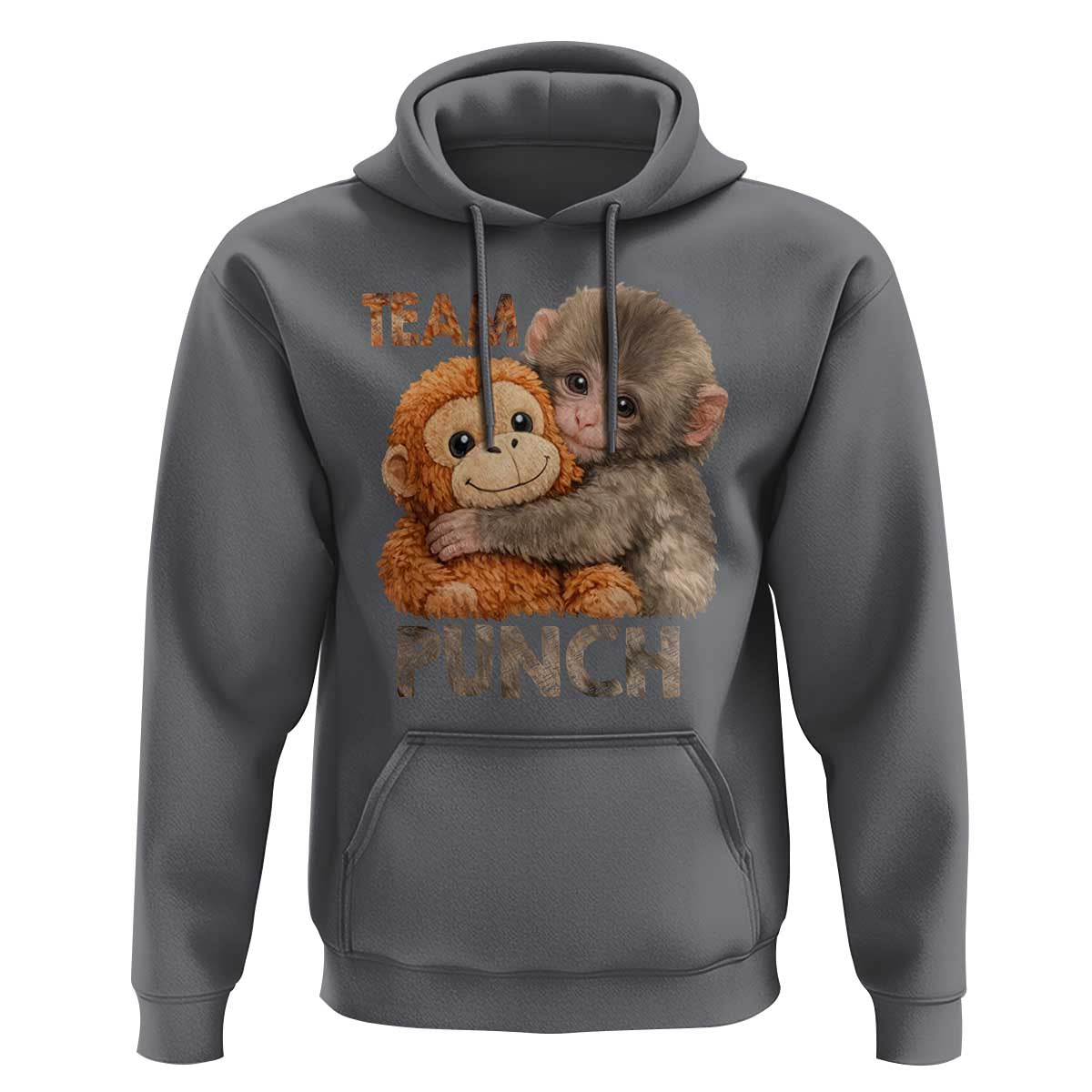 Team Punch Viral Baby Monkey Hoodie Cute Monkey Hugging Plush Toy Internet Trend Gift