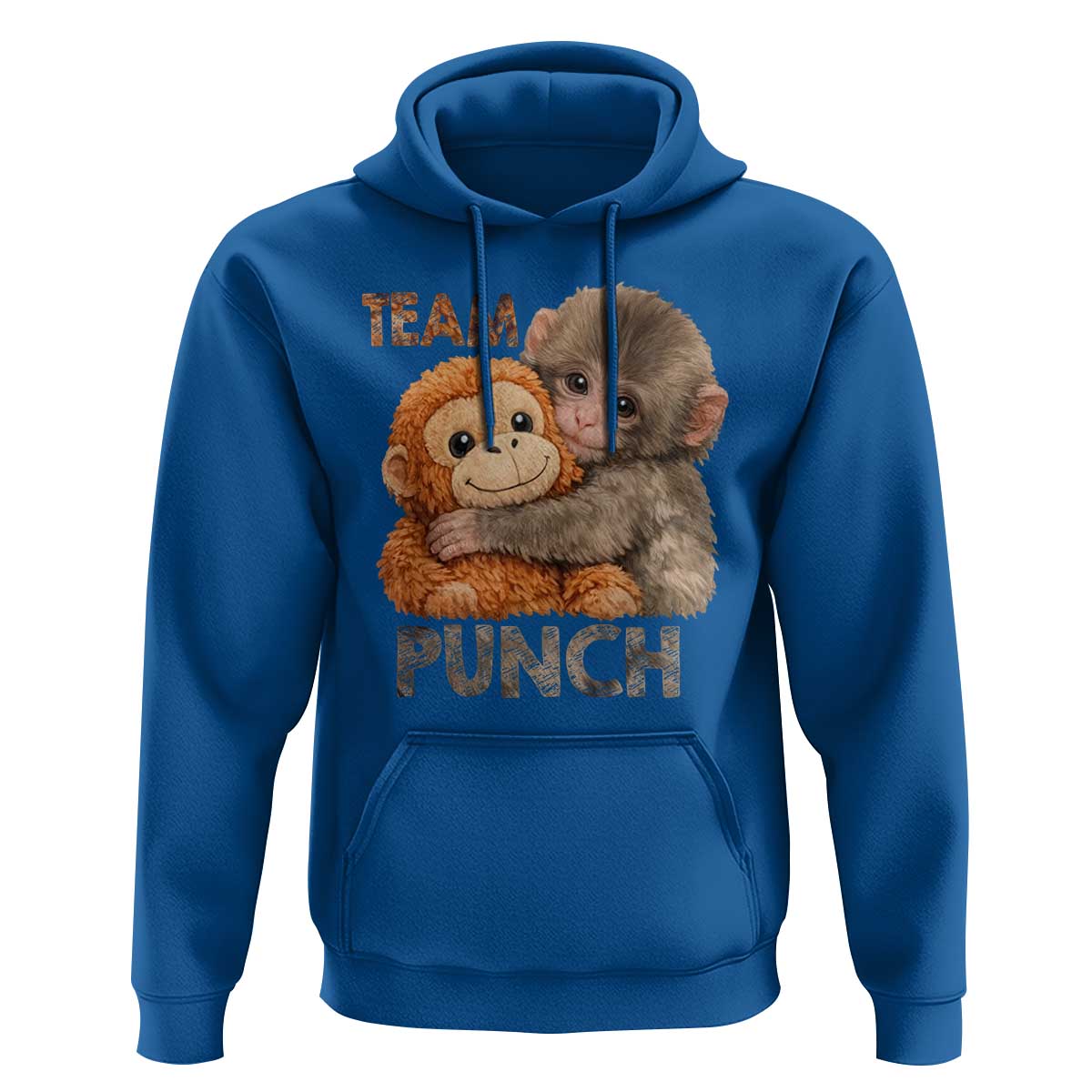 Team Punch Viral Baby Monkey Hoodie Cute Monkey Hugging Plush Toy Internet Trend Gift