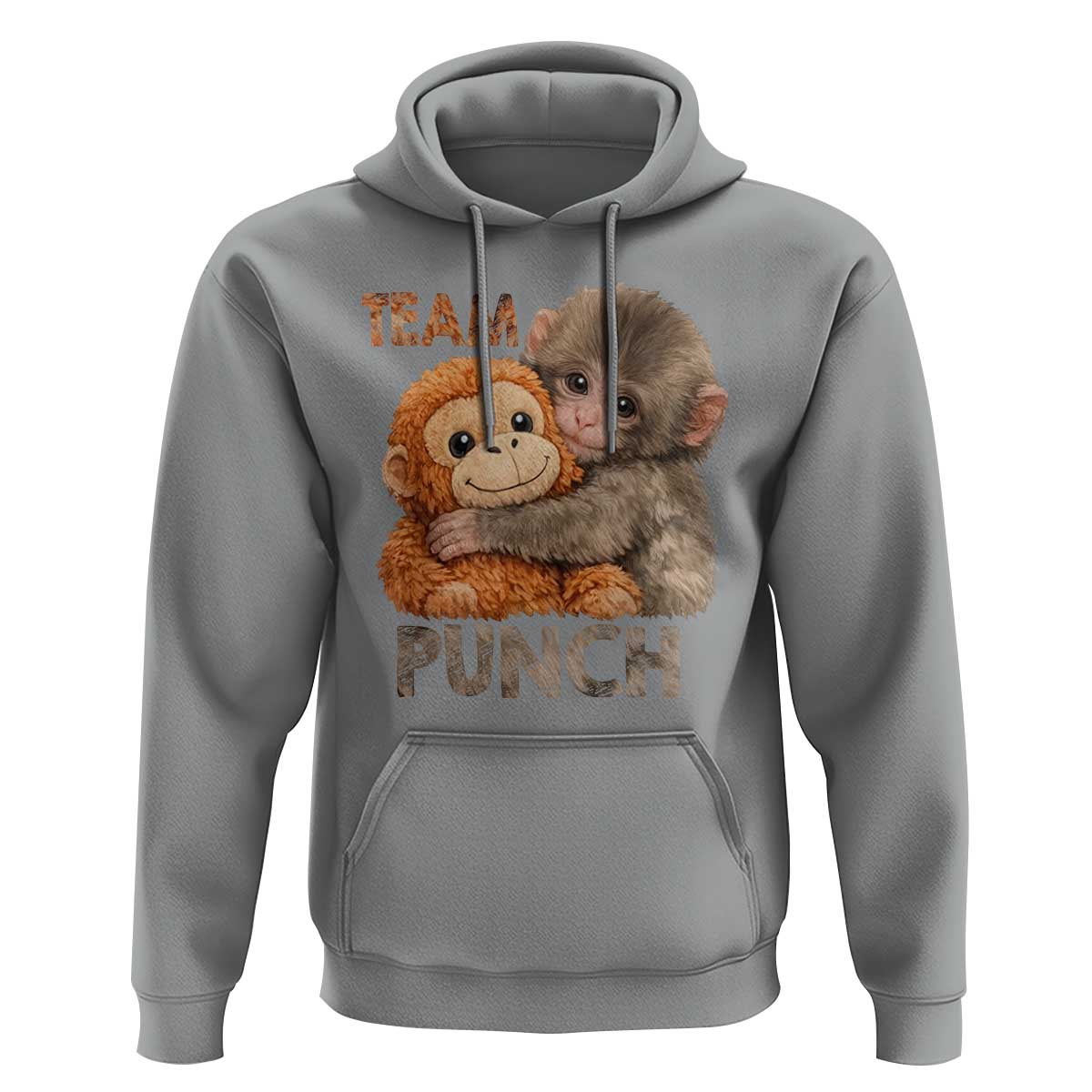 Team Punch Viral Baby Monkey Hoodie Cute Monkey Hugging Plush Toy Internet Trend Gift